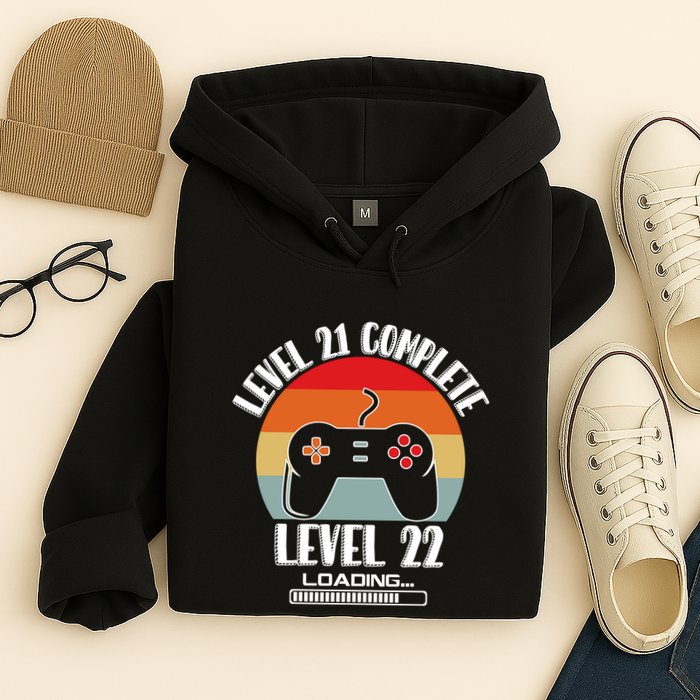 Level 21 Complete Level 22 Loading Vintage Birthday Video Game Hoodie