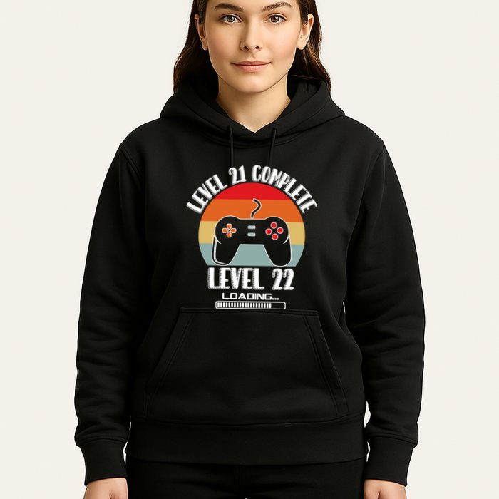 Level 21 Complete Level 22 Loading Vintage Birthday Video Game Hoodie