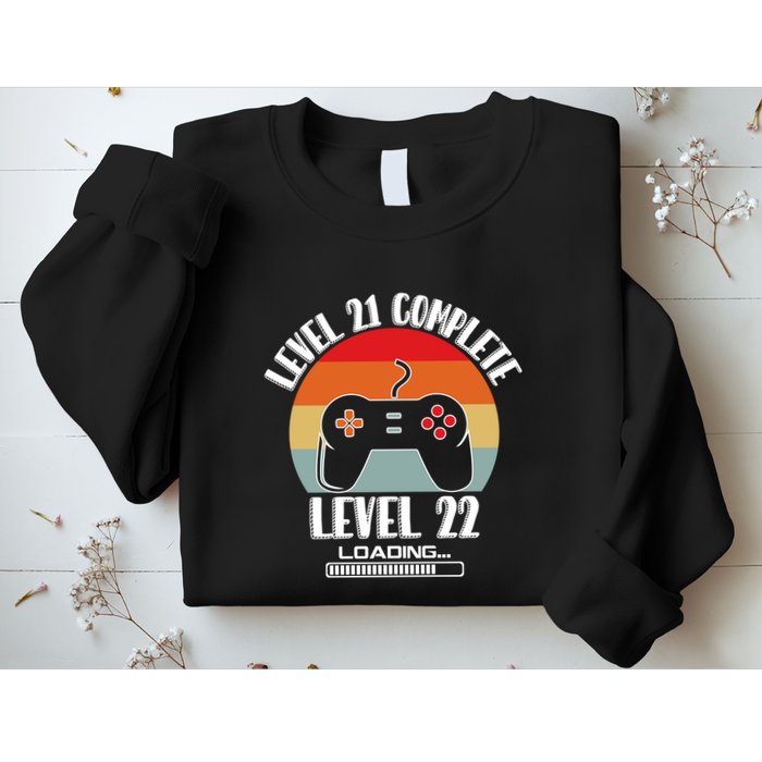 Level 21 Complete Level 22 Loading Vintage Birthday Video Game Sweatshirt