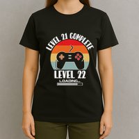 Level 21 Complete Level 22 Loading Vintage Birthday Video Game T-Shirt