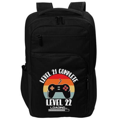 Level 21 Complete Level 22 Loading Vintage Birthday Video Game Impact Tech Backpack