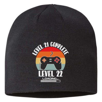 Level 21 Complete Level 22 Loading Vintage Birthday Video Game Sustainable Beanie