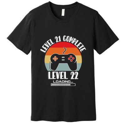 Level 21 Complete Level 22 Loading Vintage Birthday Video Game Premium T-Shirt
