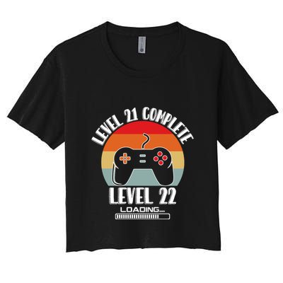 Level 21 Complete Level 22 Loading Vintage Birthday Video Game Crop Top