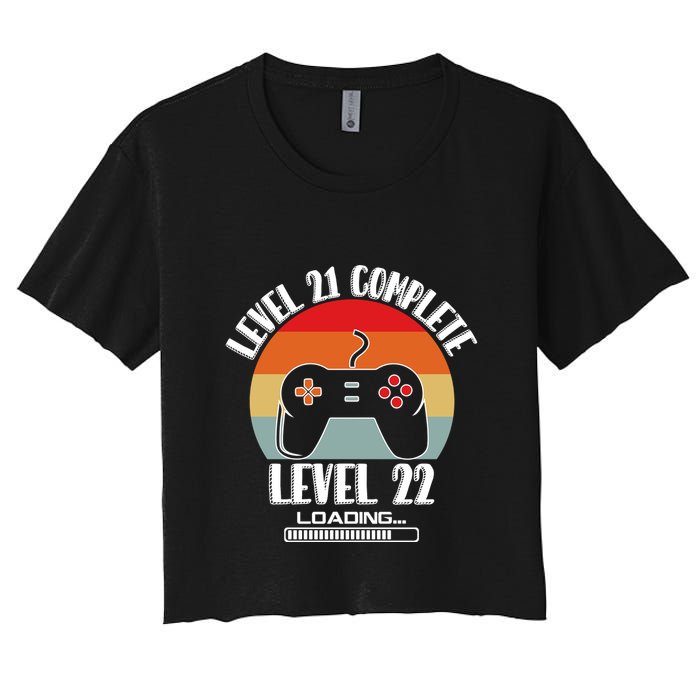 Level 21 Complete Level 22 Loading Vintage Birthday Video Game Crop Top