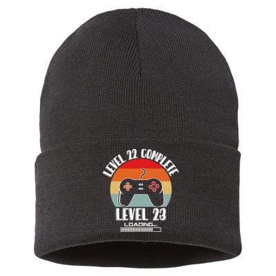 Level 22 Complete Level 23 Loading Vintage Birthday Video Game Sustainable Knit Beanie