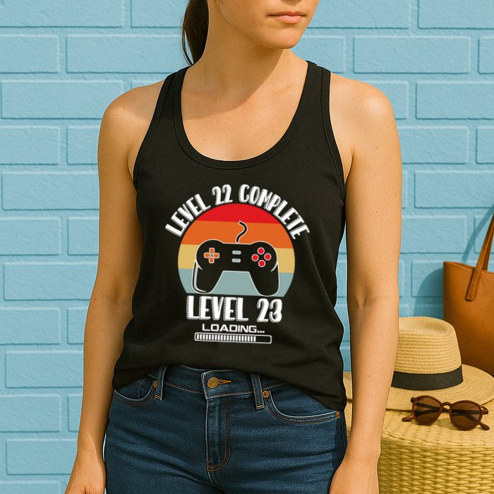 Level 22 Complete Level 23 Loading Vintage Birthday Video Game Womens Tank Top
