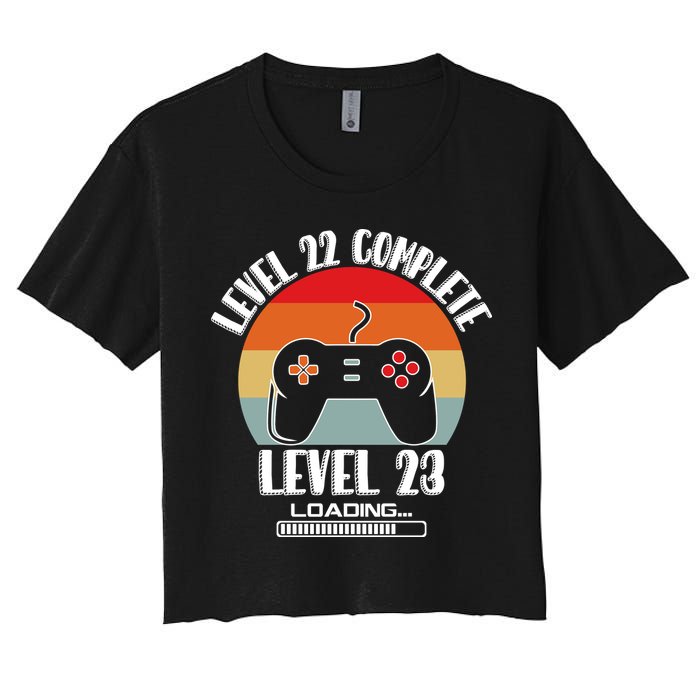 Level 22 Complete Level 23 Loading Vintage Birthday Video Game Crop Top