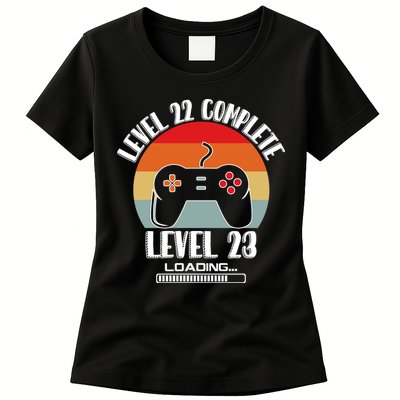 Level 22 Complete Level 23 Loading Vintage Birthday Video Game Womens T-Shirt