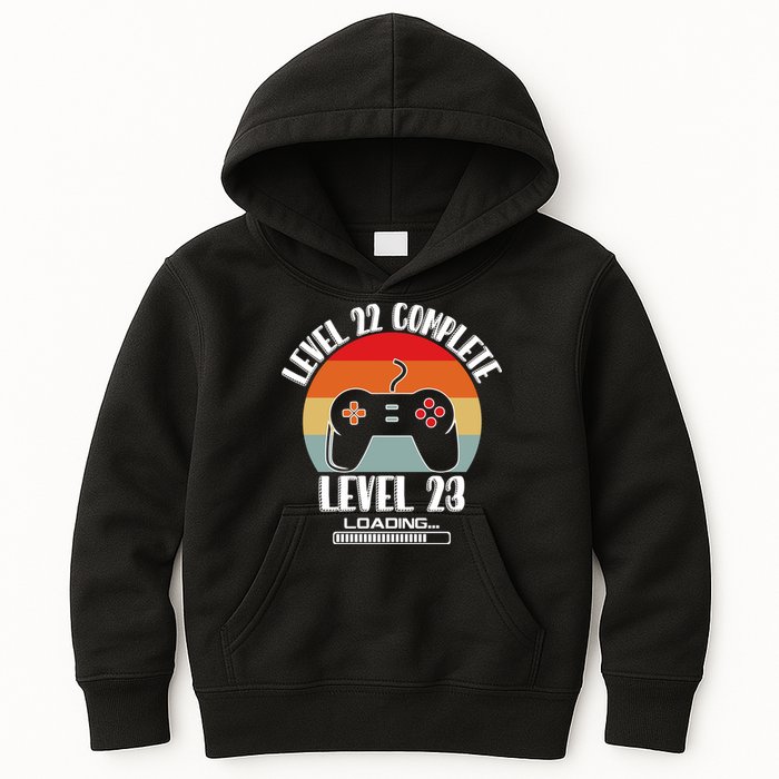 Level 22 Complete Level 23 Loading Vintage Birthday Video Game Kids Hoodie