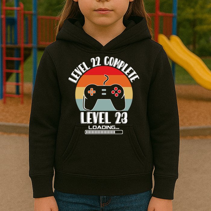 Level 22 Complete Level 23 Loading Vintage Birthday Video Game Kids Hoodie