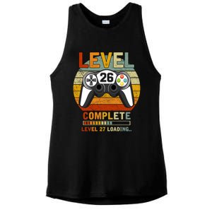 Level 26 Complete Level 27 Loading Gamers 26th Birthday Gift Ladies PosiCharge Tri-Blend Wicking Tank