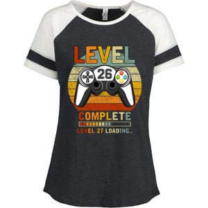 Level 26 Complete Level 27 Loading Gamers 26th Birthday Gift Enza Ladies Jersey Colorblock Tee