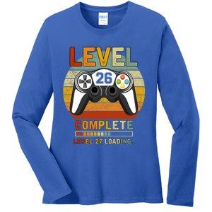 Level 26 Complete Level 27 Loading Gamers 26th Birthday Gift Ladies Long Sleeve Shirt