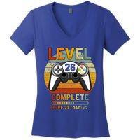 Level 26 Complete Level 27 Loading Gamers 26th Birthday Gift Women's V-Neck T-Shirt