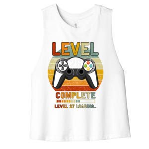 Level 26 Complete Level 27 Loading Gamers 26th Birthday Gift Women's Racerback Cropped Tank