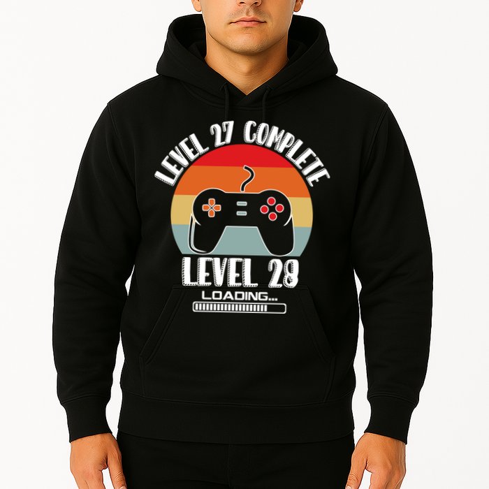 Level 27 Complete Level 28 Loading Vintage Birthday Video Game Hoodie
