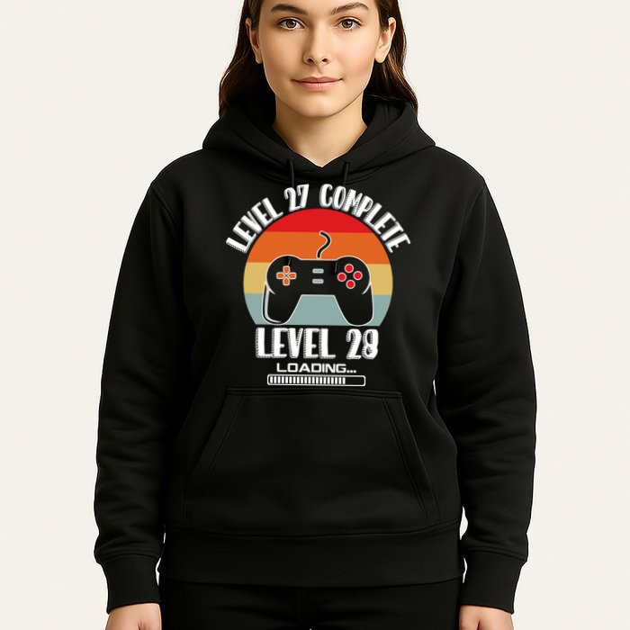 Level 27 Complete Level 28 Loading Vintage Birthday Video Game Hoodie