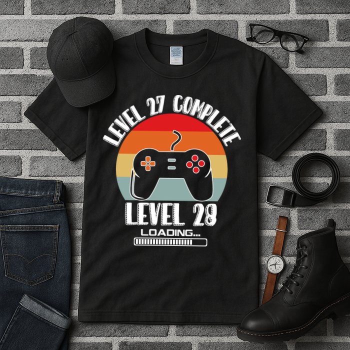 Level 27 Complete Level 28 Loading Vintage Birthday Video Game Tall T-Shirt