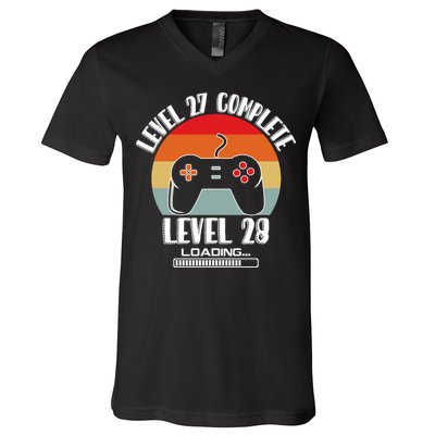 Level 27 Complete Level 28 Loading Vintage Birthday Video Game V-Neck T-Shirt