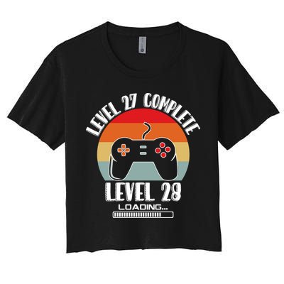 Level 27 Complete Level 28 Loading Vintage Birthday Video Game Crop Top