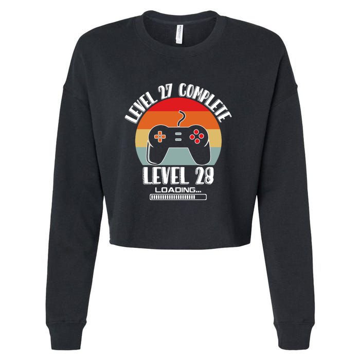 Level 27 Complete Level 28 Loading Vintage Birthday Video Game Cropped Pullover Crew