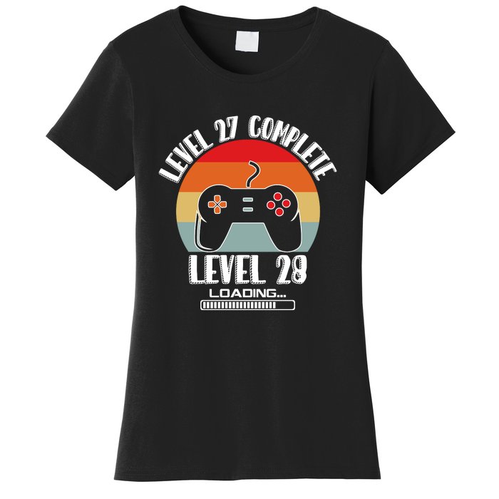 Level 27 Complete Level 28 Loading Vintage Birthday Video Game Women's T-Shirt