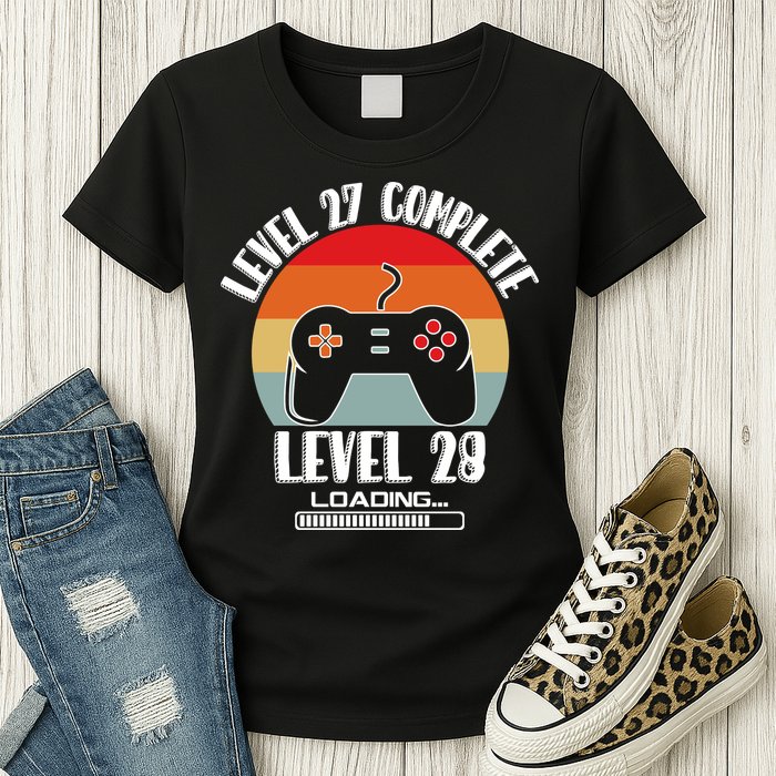 Level 27 Complete Level 28 Loading Vintage Birthday Video Game Womens T-Shirt