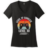 Level 27 Complete Level 28 Loading Vintage Birthday Video Game Women's V-Neck T-Shirt