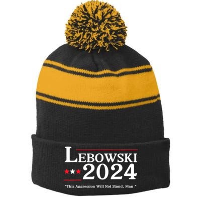 Lebowski 2024 Election Vote Funny Stripe Pom Pom Beanie