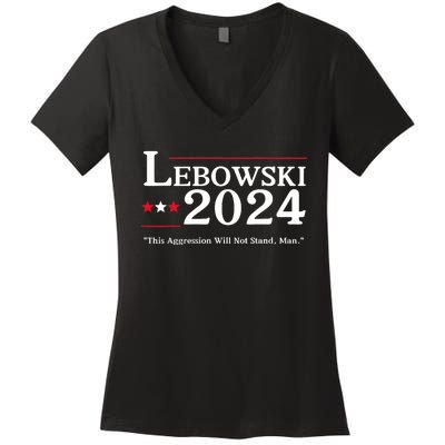 Lebowski 2024 Election Vote Funny Women's V-Neck T-Shirt