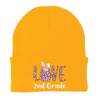 Love 2nd Grade Eggs Leopard Cute Bunny Teacher Easter Day Great Gift Knit Cap Winter Beanie