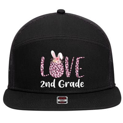 Love 2nd Grade Eggs Leopard Cute Bunny Teacher Easter Day Great Gift 7 Panel Mesh Trucker Snapback Hat