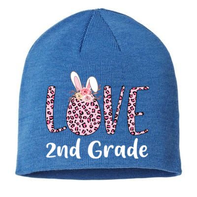 Love 2nd Grade Eggs Leopard Cute Bunny Teacher Easter Day Great Gift Sustainable Beanie