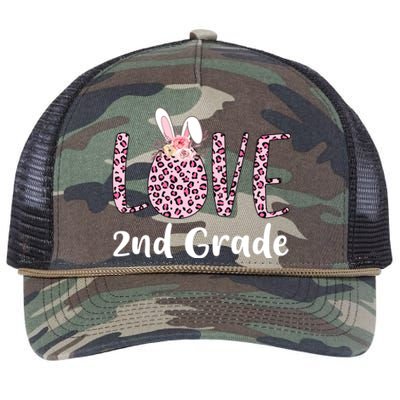 Love 2nd Grade Eggs Leopard Cute Bunny Teacher Easter Day Great Gift Retro Rope Trucker Hat Cap