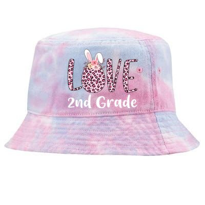 Love 2nd Grade Eggs Leopard Cute Bunny Teacher Easter Day Great Gift Tie-Dyed Bucket Hat