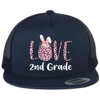 Love 2nd Grade Eggs Leopard Cute Bunny Teacher Easter Day Great Gift Flat Bill Trucker Hat