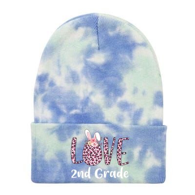 Love 2nd Grade Eggs Leopard Cute Bunny Teacher Easter Day Great Gift Tie Dye 12in Knit Beanie