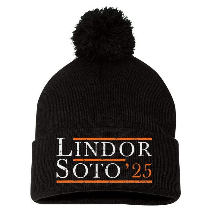 Lindor 25 New York Fan Design Pom Pom 12in Knit Beanie