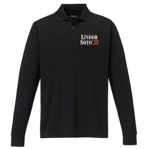 Lindor 25 New York Fan Merch Performance Long Sleeve Polo