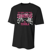 Leopard 2 Things I Don't Chase Cowboys And Tequila Western Gift Youth Performance Sprint T-Shirt