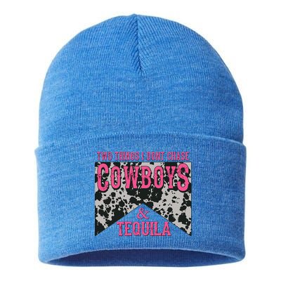 Leopard 2 Things I Don't Chase Cowboys And Tequila Western Gift Sustainable Knit Beanie