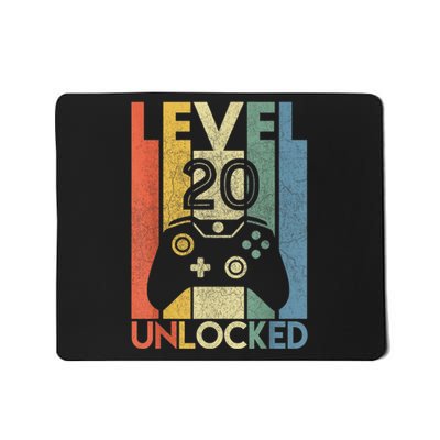 Level 20 Unlocked Shirt Funny Video Gamer 20th Birthday Gift Mousepad