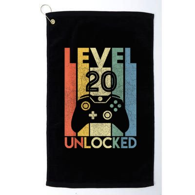 Level 20 Unlocked Shirt Funny Video Gamer 20th Birthday Gift Platinum Collection Golf Towel