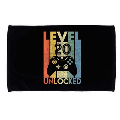 Level 20 Unlocked Shirt Funny Video Gamer 20th Birthday Gift Microfiber Hand Towel