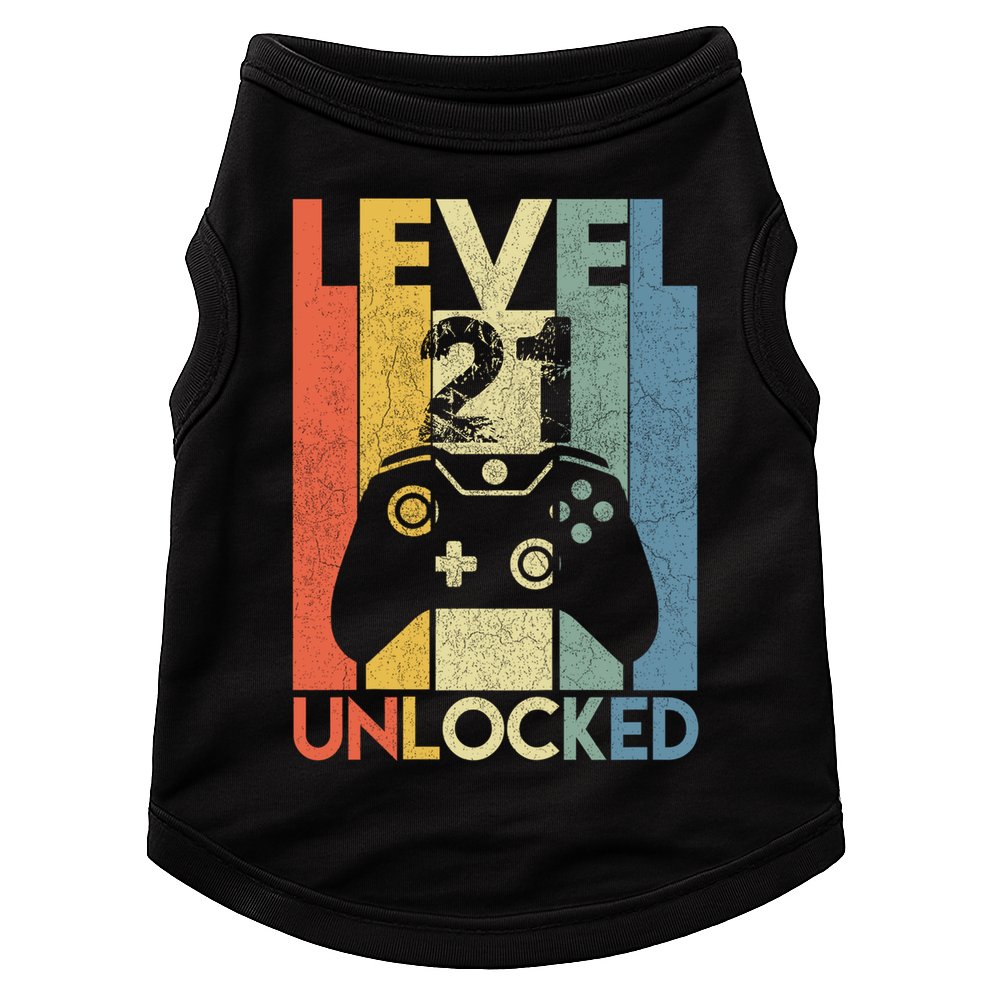 Level 21 Unlocked Awesome Video Game 21 Birthday Gift Doggie Tank