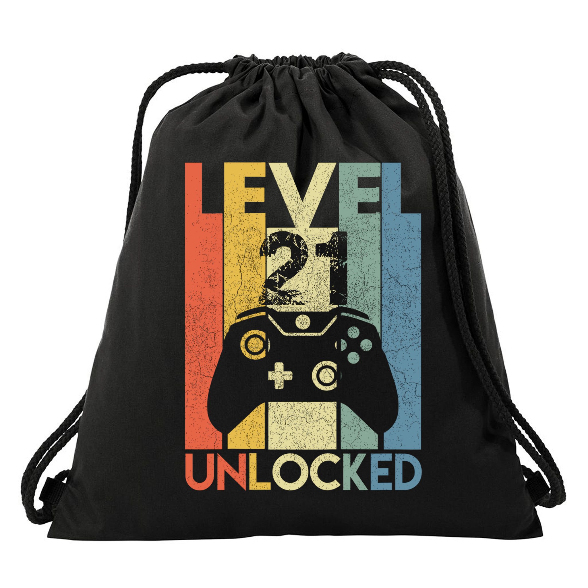 Level 21 Unlocked Awesome Video Game 21 Birthday Gift Drawstring Bag