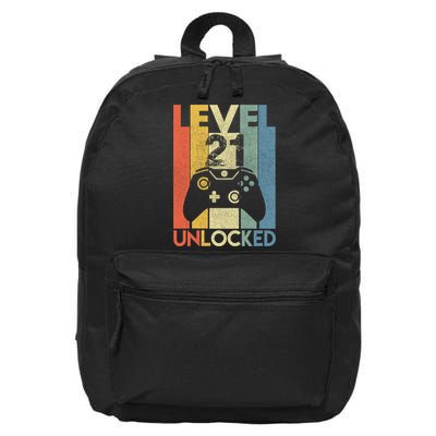 Level 21 Unlocked Awesome Video Game 21 Birthday Gift 16 in Basic Backpack
