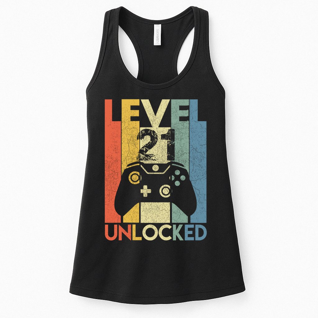 Level 21 Unlocked Awesome Video Game 21 Birthday Gift Womens Tank Top