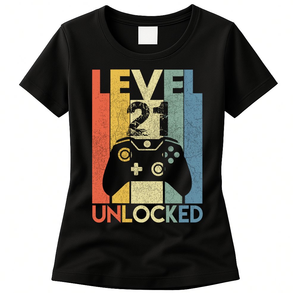 Level 21 Unlocked Awesome Video Game 21 Birthday Gift Womens T-Shirt